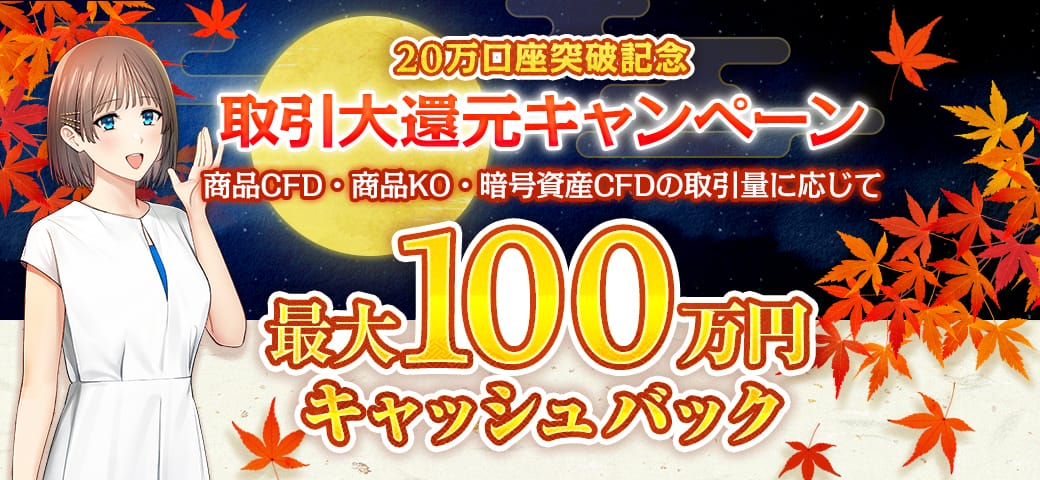 20万口座突破記念！取引大還元キャンペーン開催中！（2024年10月）